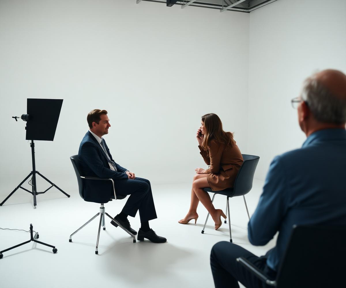 Intervista a un dirigente in uno studio luminoso