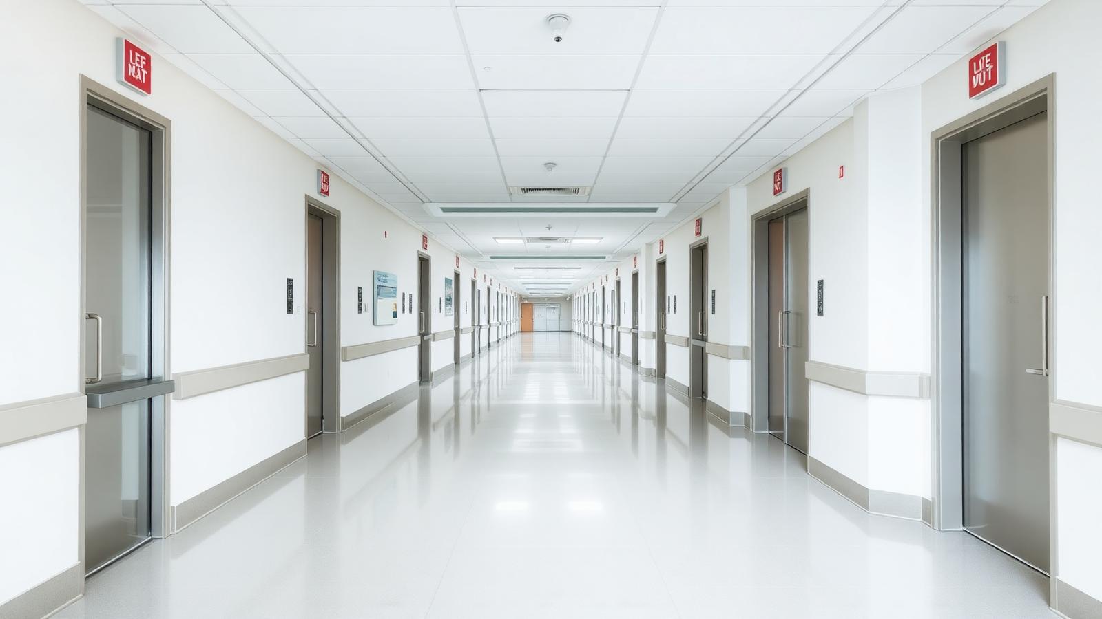 Corridoio ospedaliero luminoso e minimale
